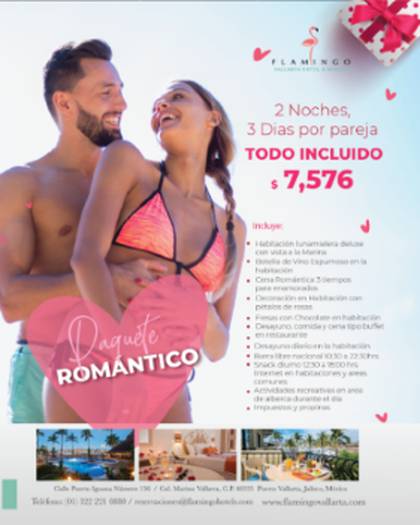 Paquete Romance  Flamingo Vallarta Hotel & Marina Puerto Vallarta